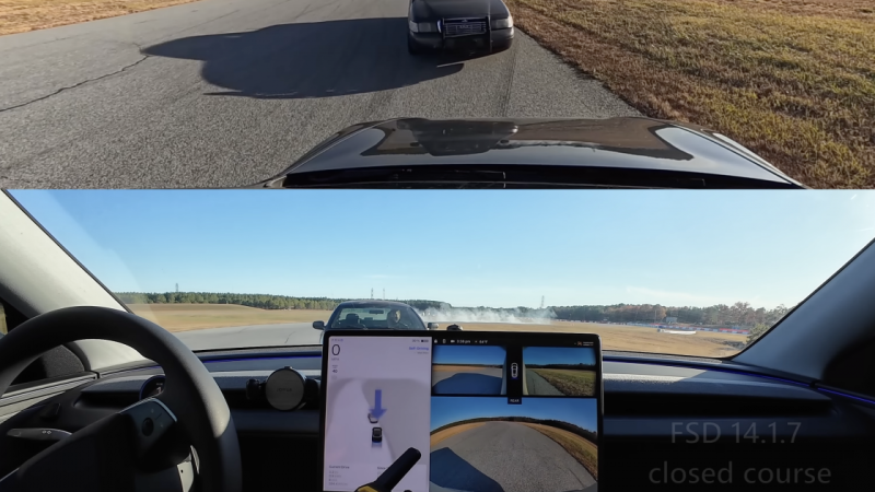 Watch how a Tesla with Full Self-Driving handles being run off the road